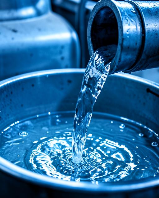 Clean treated water flowing from an industrial pipe